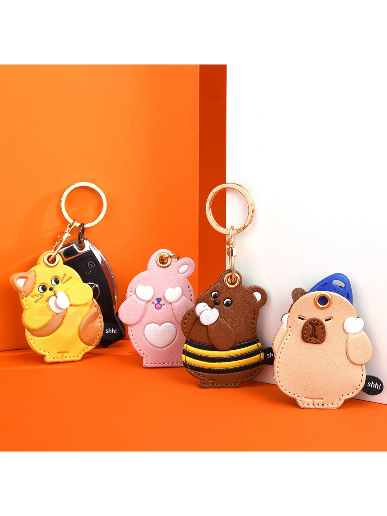 Bag charm, small animal mini card holder keychain, cute capybara access card holder keychain little pendant