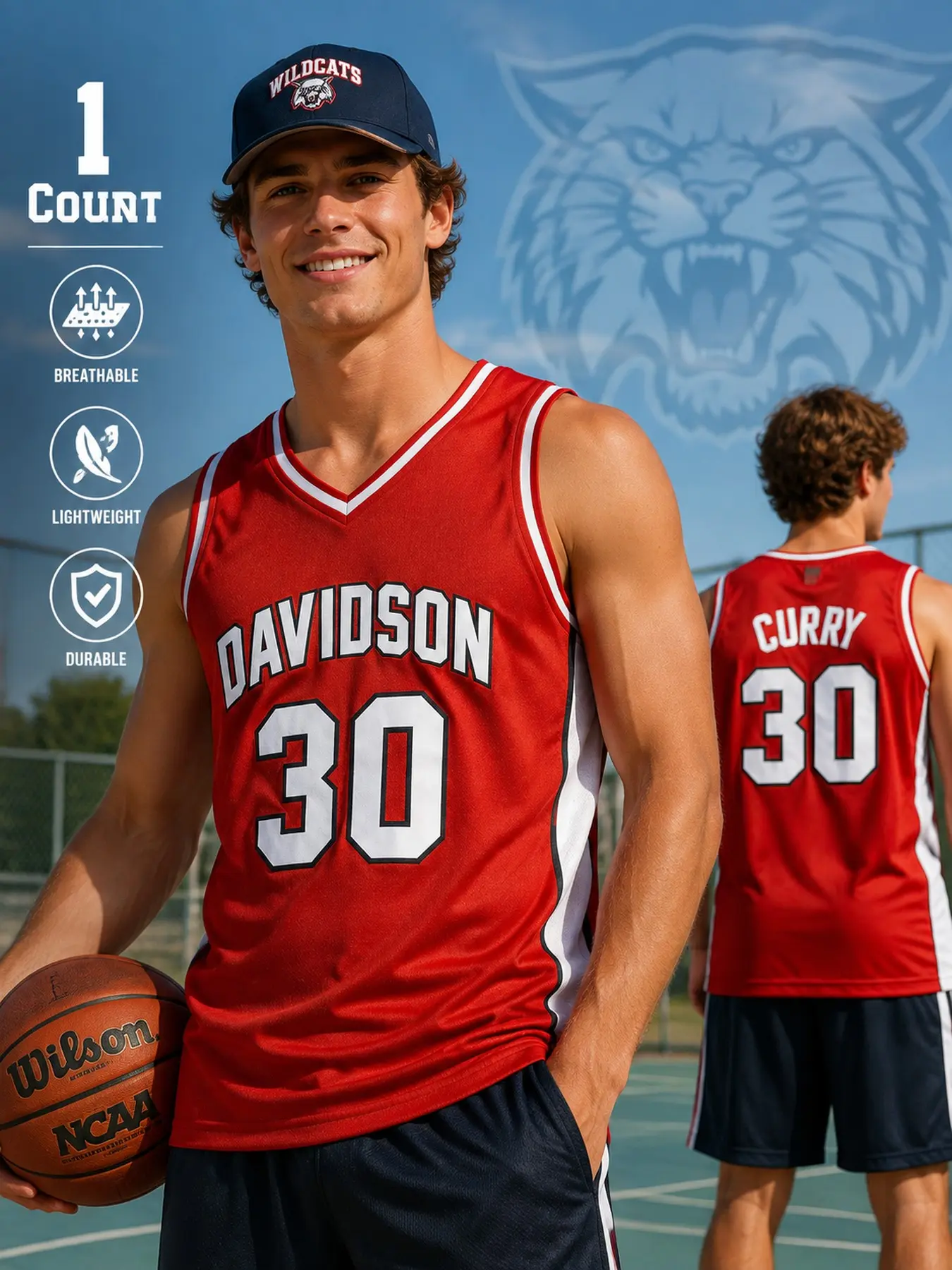 Men's #30 Basketball Jersey, Loose Fit Breathable Embroidered Number Letter Sport T-Shirt for Men Women, Casual Streetwear All-Season Athletic Top