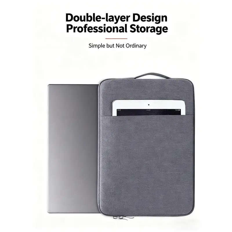 Business Lightweight Laptop Bag with Plush Lining, Water-Resistant Fabric, and Smooth Zipper - Protective Inner Sleeve for Office and Travel