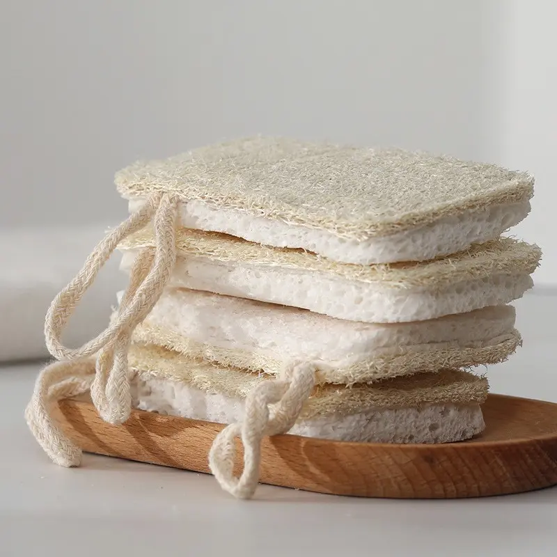 5pcs Natural Loofa Sponges Set, 100% Real Loofah for Dishwashing, Eco-Friendly Kitchen & Bathroom Cleaner, Reusable & Durable