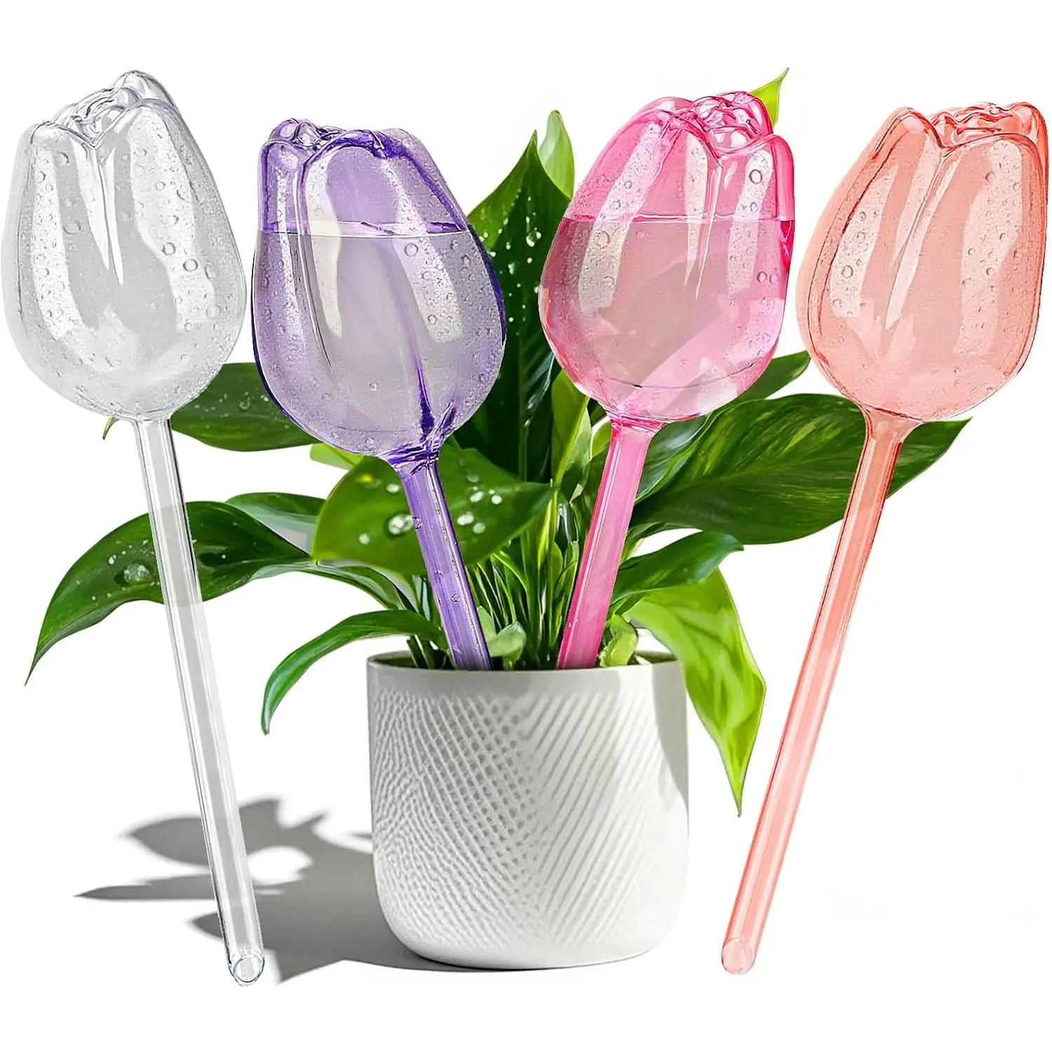 4 count Self Watering Globes Bulbs for Indoor Outdoor , Self  Watering Globes Bulbs,Automatic  Watering Devices, Plastic Watering Bulbs for Indoor & Outdoor