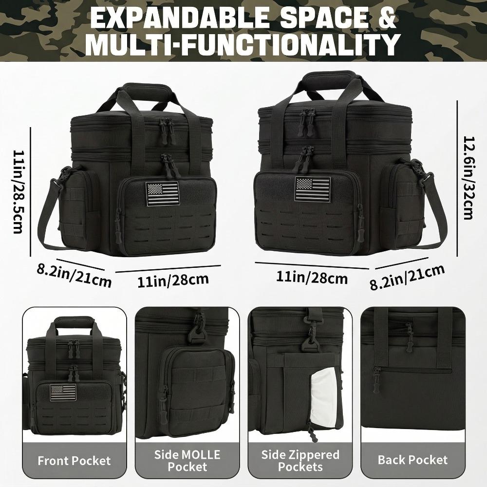 4.76 gallon men's green tactical lunch box, expandable and durable insulated cooler, leak-proof design, suitable for hunting, work, camping, outdoor picnics and adult dining, equipped with MOLLE webbing