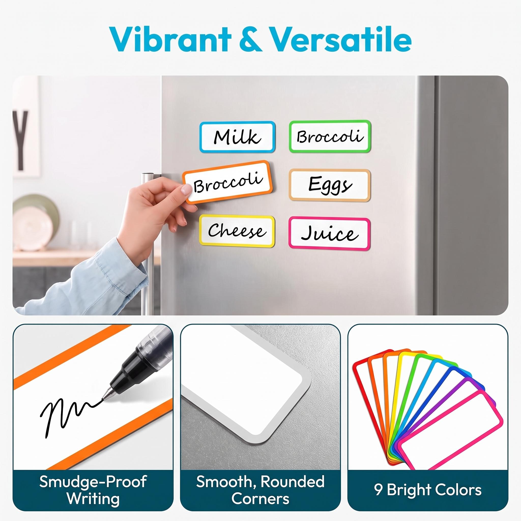 30pcs/set Magnetic Whiteboard Refrigerator Magnets, Random colors, Erasable Magnetic Whiteboard Sticker, Reusable Magnetic Labels for Home Office School, Fridge Magnets-MM2