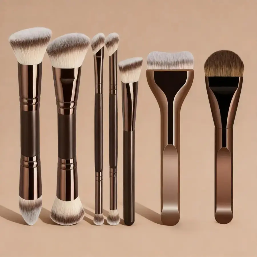 Professional Dual-Ended Makeup Brush Set, Premium Synthetic Fiber Foundation Concealer Powder Brush, Face and Eye Contouring Tool for Women