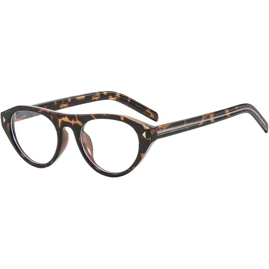 Retro Small Oval  Eye Sunglasses for Women Men Trendy Narrow Blue Light Glasses Non Prescription Eyewear