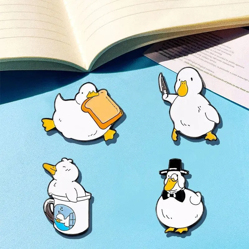 Cute Duck Pin Set, Four-Piece Metal Badge, Creative Fun Accessory, Perfect for Pencils and Clothing Decoration