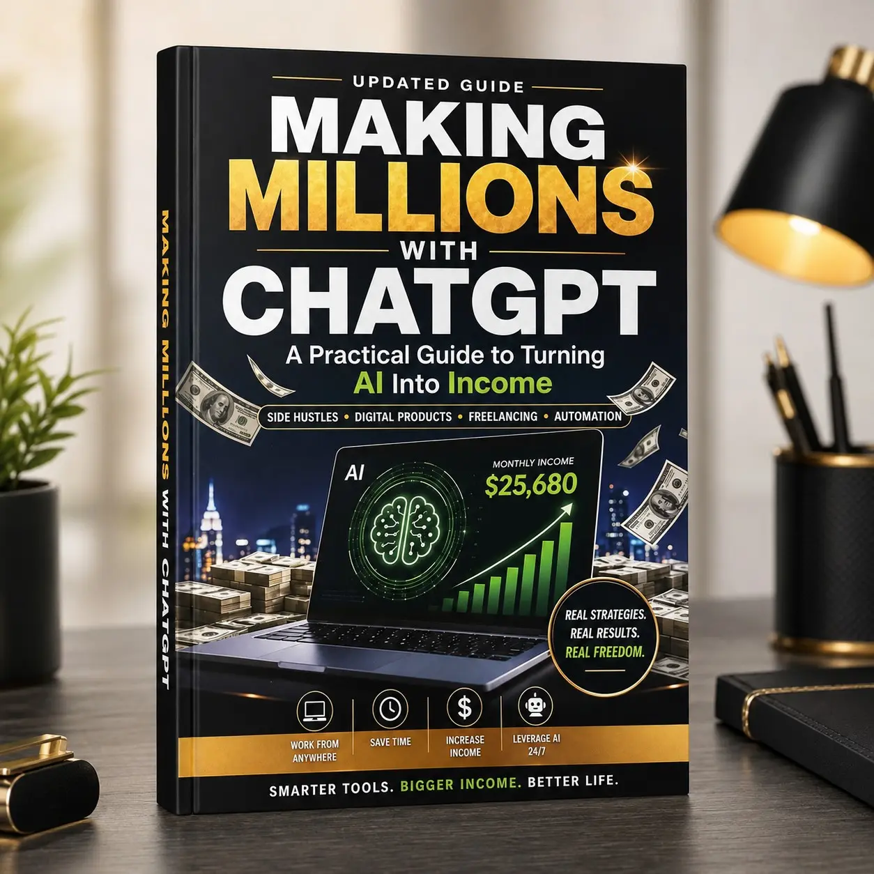 Chatgpt Earning Guide Book, Ai Income Strategy Handbook, Ideal for Beginners Learning Side Hustles, Digital Products, Freelancing, Automation