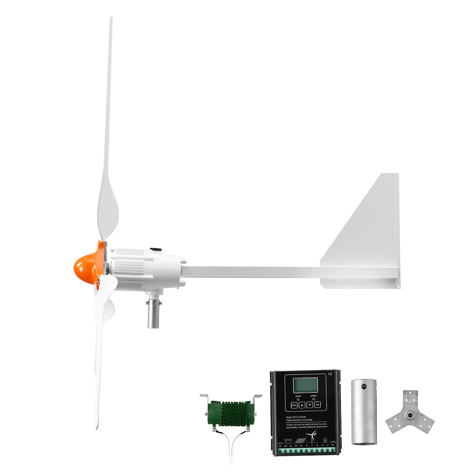 1500W 24V Wind Turbine Generator, 3-Blade Wind Turbine Kit with Wind/Solar Hybrid Controller, Efficient 3-Phase AC Permanent Wind Power Generator for RV Boat Home Farm (Tower Pole Not Included)