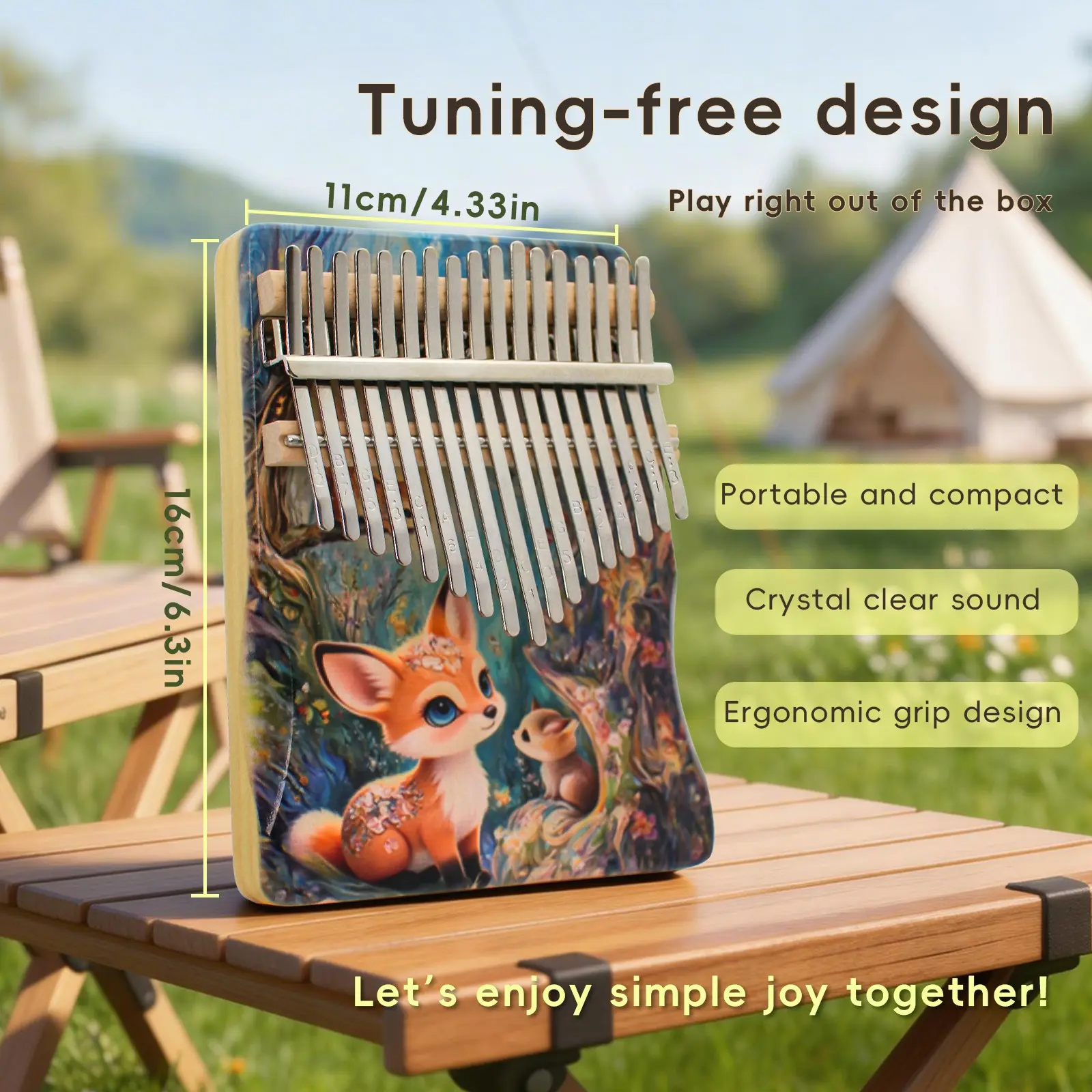 Real Wood 17-Key Kalimba Set with Tuning Hammer and Guide, Perfect Gift for Christmas, Halloween, Thanksgiving