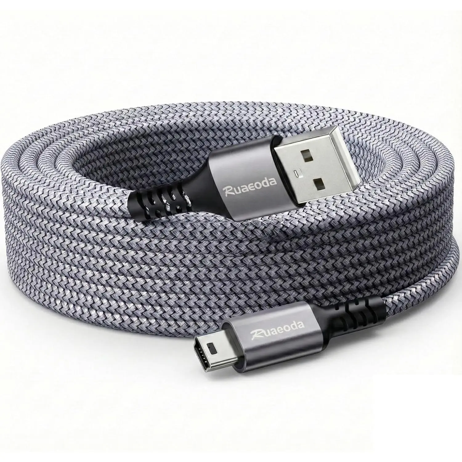 Mini USB Cable 6ft, Nylon Braided USB 2.0 Type A to Mini B Cord, Compatible with PS3 Controller, Garmin GPS, Dash Cam, Blue Yeti