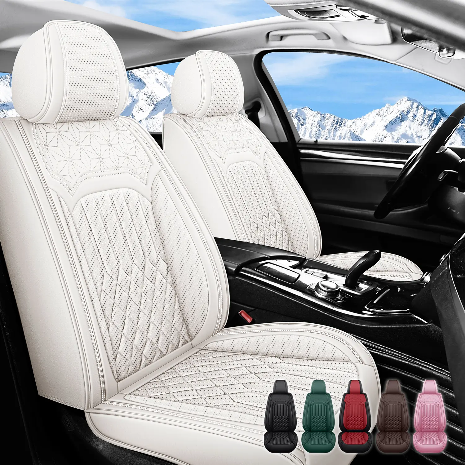 Car Seat Covers Luxury 5 Seat Covers Breathable - Versatile Fit-fits 6000+ Vehicles -Place Year/Make/Model in Order NotesUniversal Fit SC02 custom seatcover sedans suvs trucks Premium Nappa Leather Upgrade Seat Cover for cars