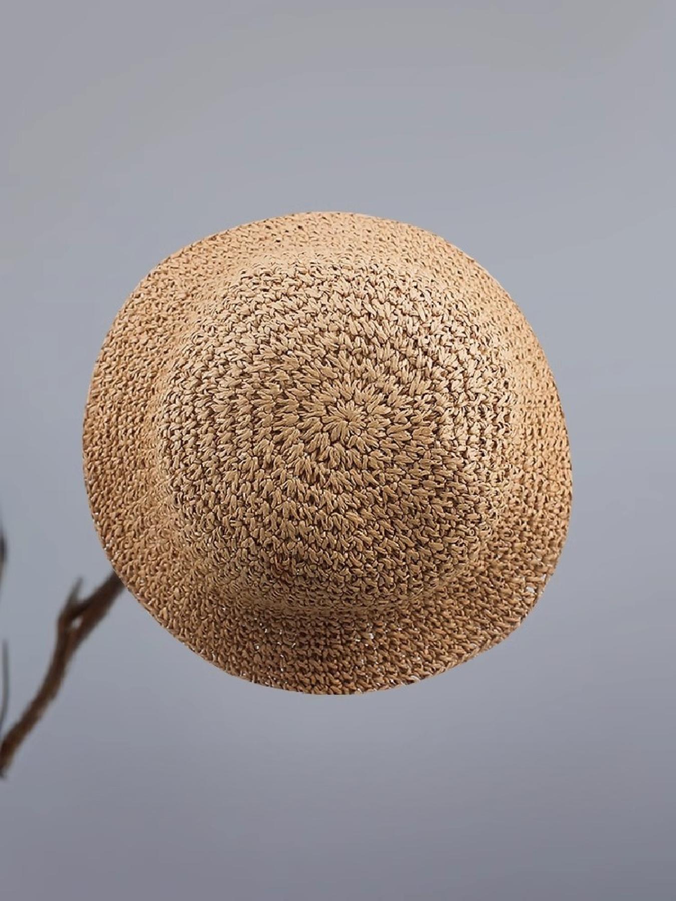 Women's Solid Color Straw Hat, Casual Outdoor Sun Protection Cap for Women & Girls, Fashion Accessories for Daily Wear, Breathable Head Cover