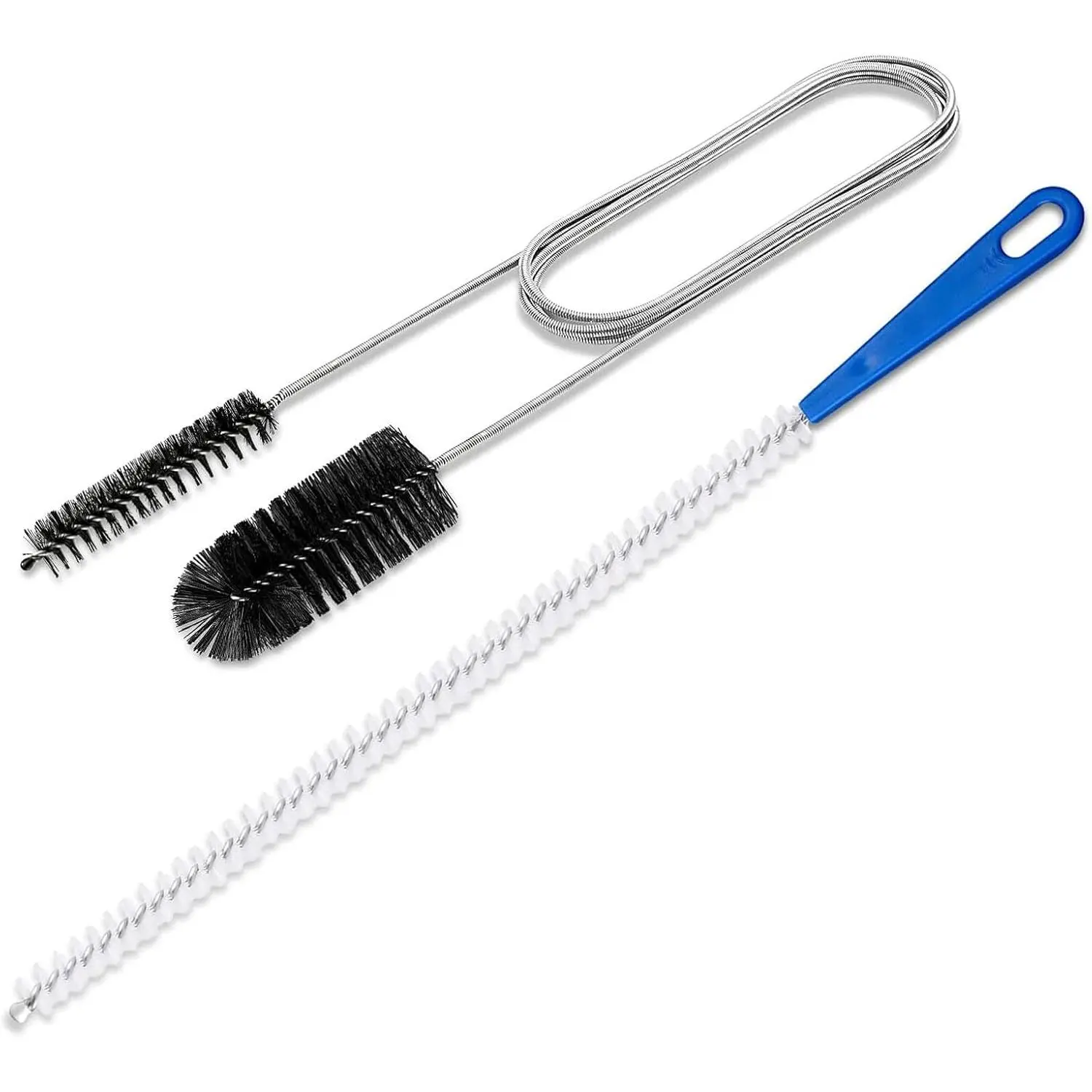 Flexible Extra Long Drain Brush, Drain Unblocker Tools,61 inch Pipe Cleaner Brush and 17.7 inch Sink Unblocker Tool, Double Ended Nylon for Curved Pipes and Slim Holes