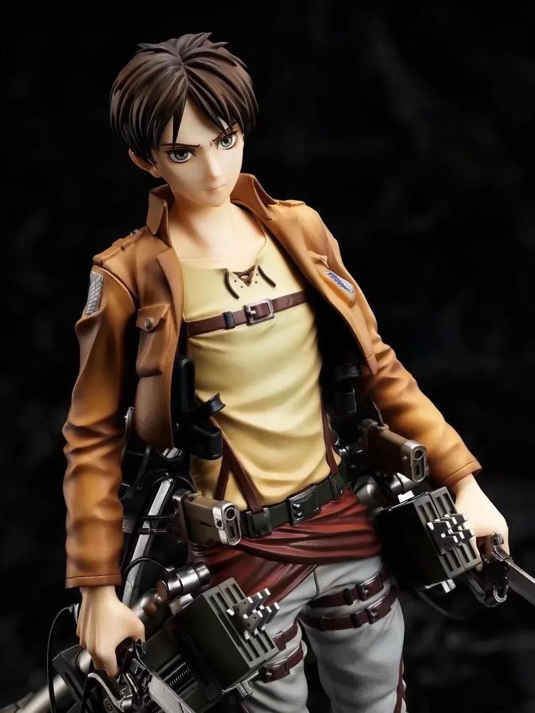 26CM Attack on Titan Anime Action Figure - Kawaii Levi Ackerman & Eren Jaeger Model Doll with Cloak Cute Room Decor Gift for Boy