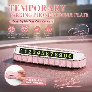 Shimmering Rhinestone Parking Number Plate, Durable Car Dashboard Ornament, Elegant Women's Car Accessory, Perfect Gift for Friends and Family
