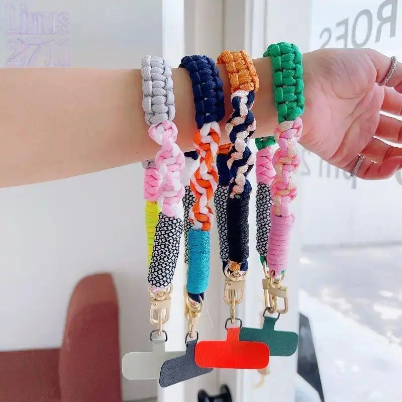 Twisted Braided Adjustable Phone Lanyard - Smartphone Wrist Loop, Anti-Lost Strap, Colorful Card Keychain, Stylish Short Cord Sling, Aesthetic Phone Strap Holder for Mobile Devices