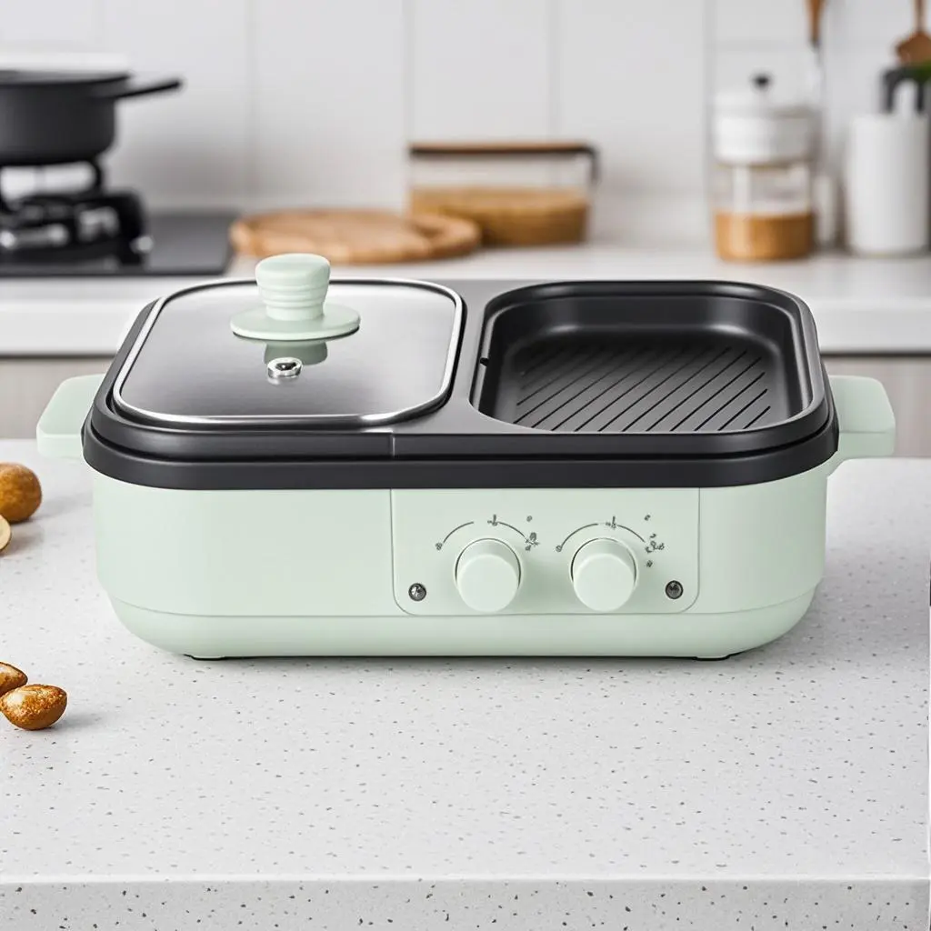 Multi-Functional Pot with Grill Zone - Non-Stick Pan, Multi-Level Cooking Solution, Suitable for Home and Outdoor Gatherings