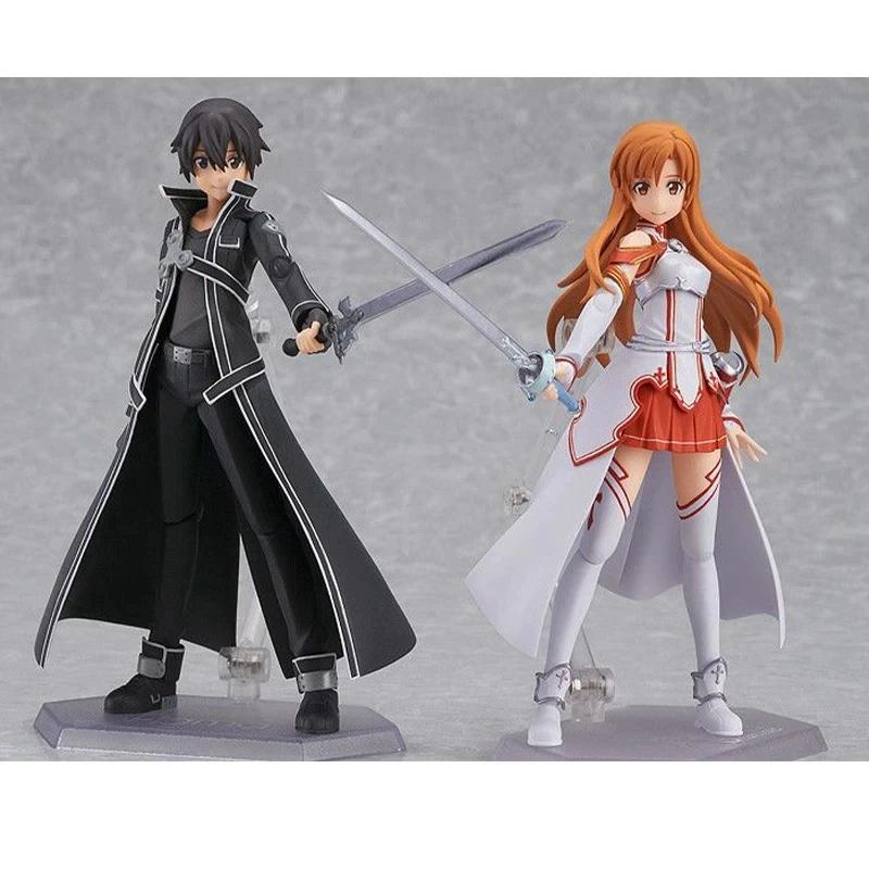 Sword Art Online Kirito Kirigaya Kazuto And Asuna Yuuki Anime Figure Standing Model PVC Detachable Collectible Desktop Ornament