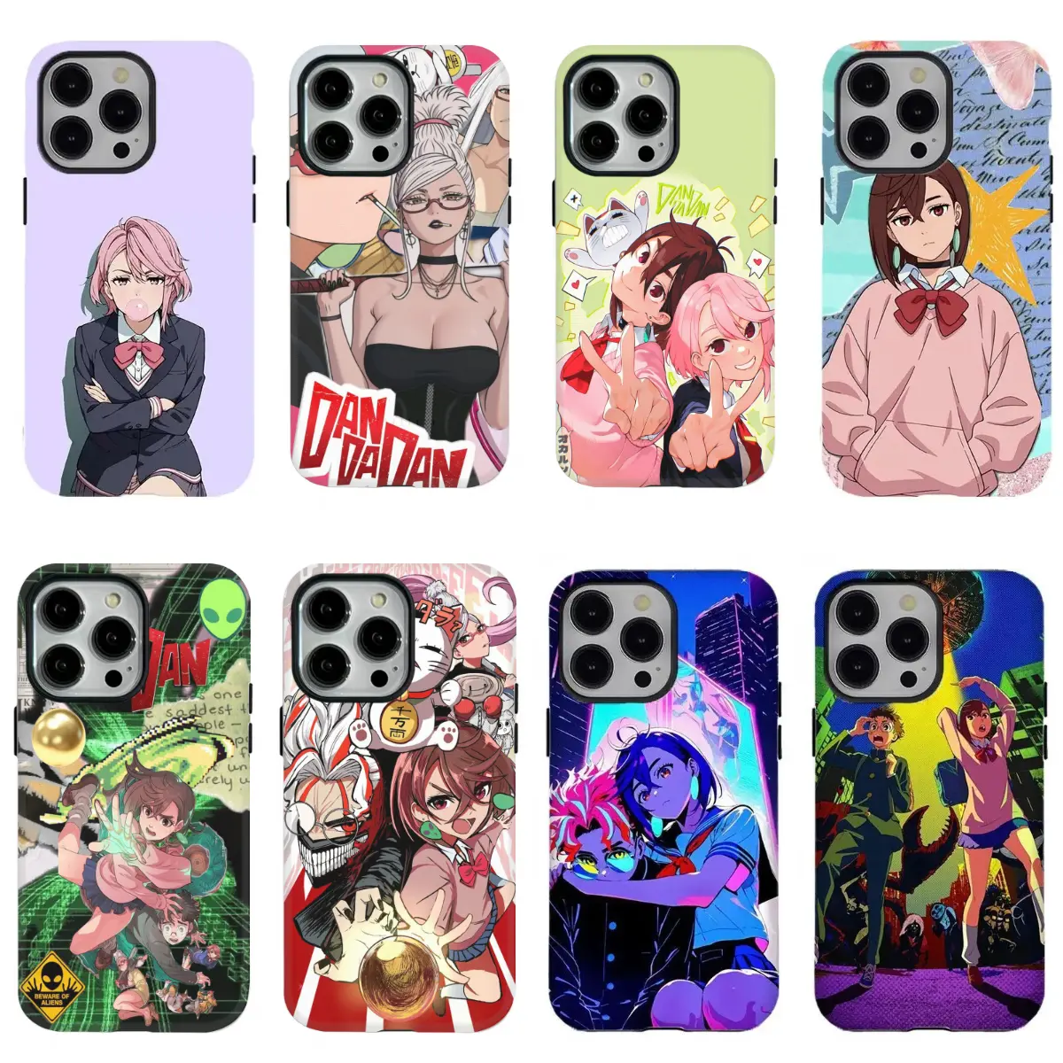 Trendy Anime Dandadan Colorful Battle Style Smartphone Casing, Fall Protection Handheld Cellphone Case Compatible for iPhone 17,16,15,14,13,12,11 Pro Max Plus Air, Ideal Gift for Mobile Devices