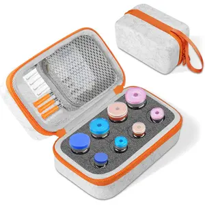 Insulin Vial Case for Fridge, 8-Slot Peptide Vial Organizer Holder for Diabetics, All-Size Compatible Fits 1ml 2ml 3ml 5ml 10ml & Tall Vials, Hard Shell Felt Travel Storage Bag for GLP-1 Bottle