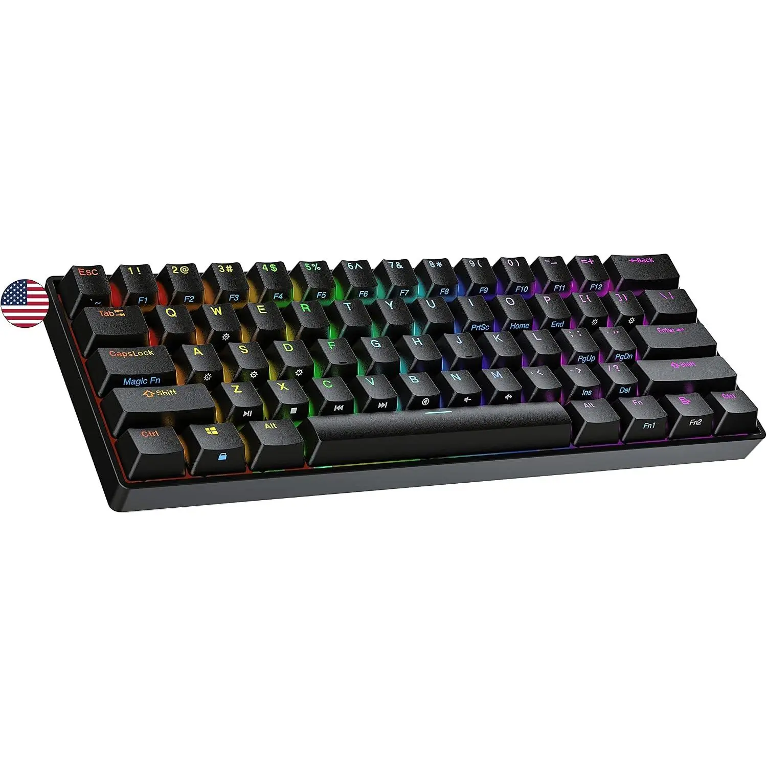 N60 Nova 60% Form Factor | Hot Swappable Mechanical Gaming Keyboard | 61  Multi Color RGB LED Backlit for PC/ Gamer (Black, Gateron Brown)