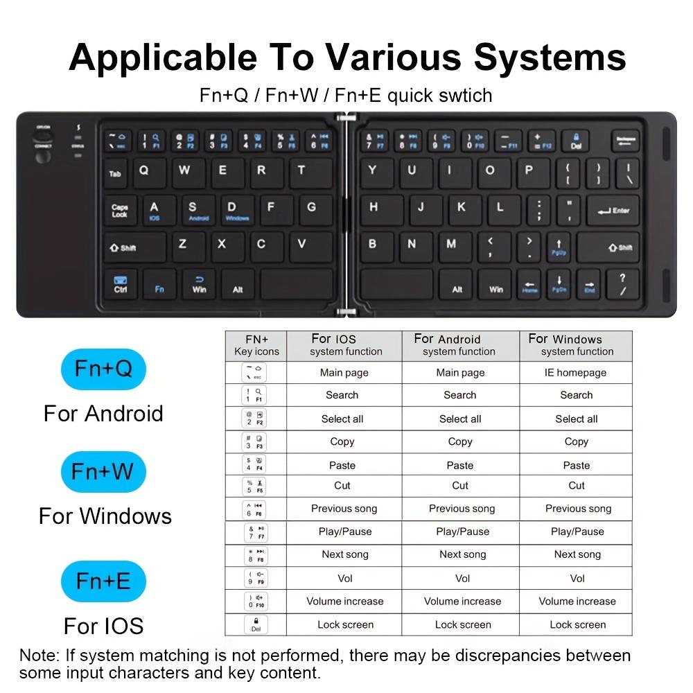 Ultra-Thin Foldable Bluetooth Keyboard Portable Rechargeable Wireless for iOS Android Windows Compatible with Phone Tablet PC Laptop Travel Home Office No Charger Included