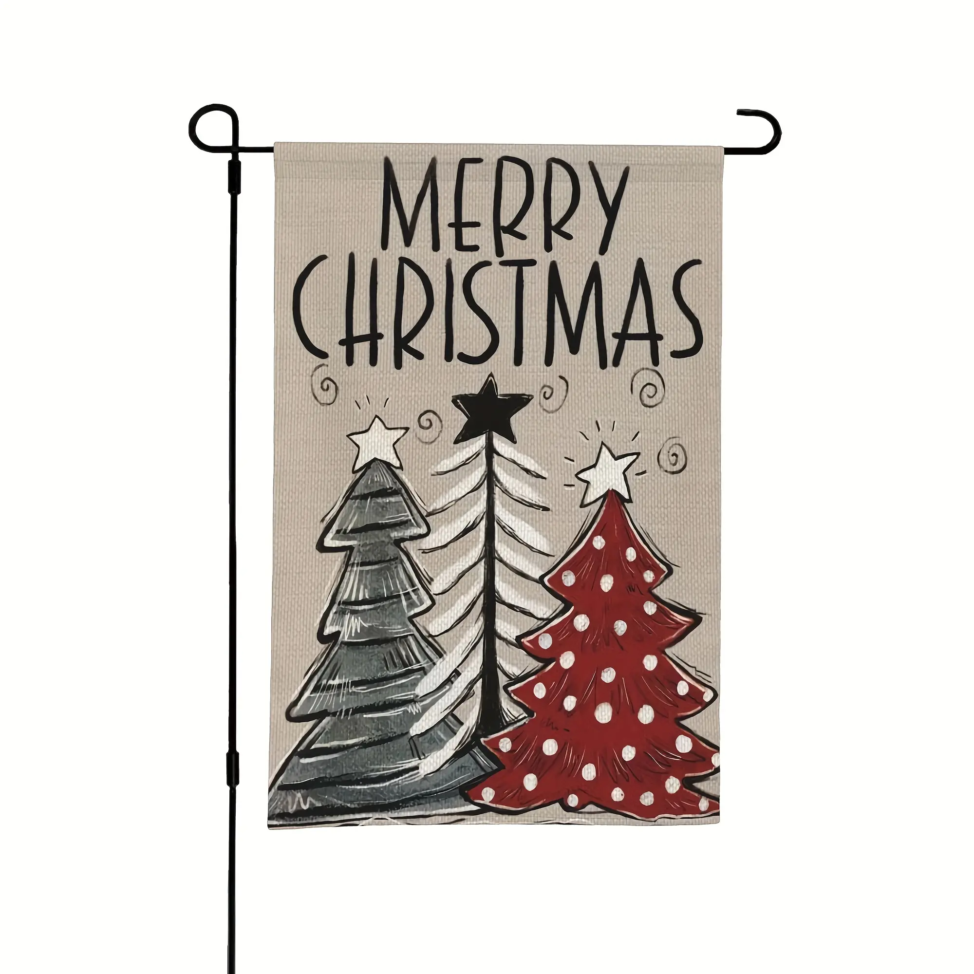 1pc Festive Merry Christmas Garden Flag - Dual-Sided, Durable Polyester, 12x18 Inches - Winter Holiday Outdoor Decor with Stylized Trees Design, No Flagpole Required, Christmas Decorations Outdoor