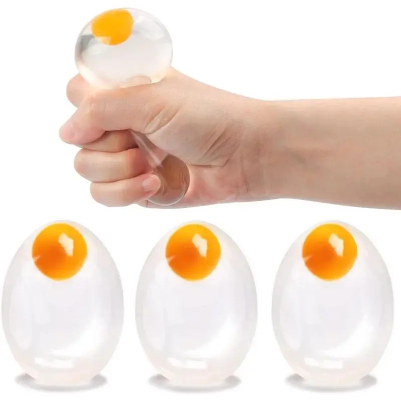 2Pcs Funky Egg Squishy Ball Clear Squeeze Splat Ball Easter Basket Fillers Squishies Fun Toy Anxiety Reducer for Kids Adults hypnotic fidget kawaii stress relief toy