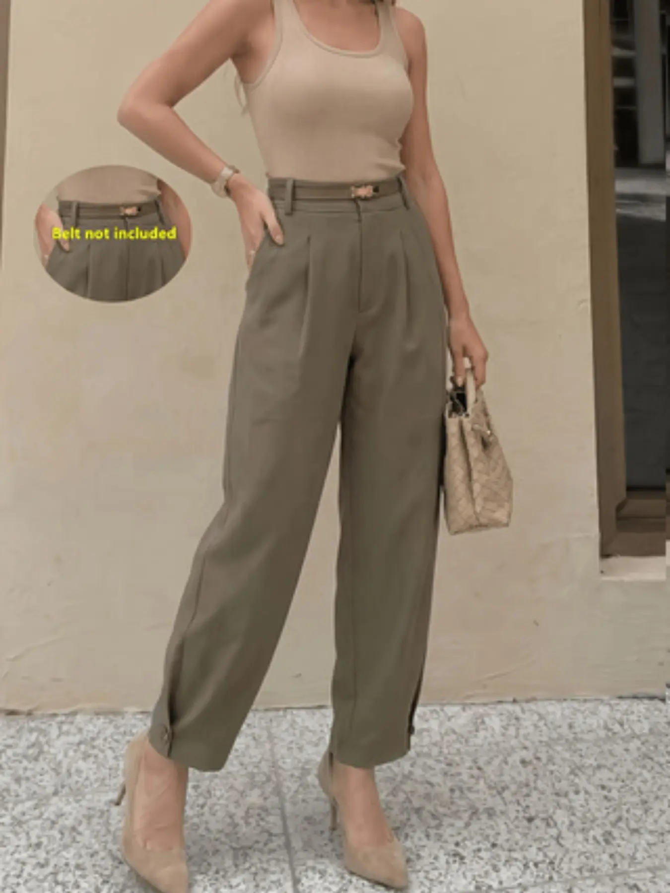 Women's Solid Color Harem Pants, Ideal for Business, Casual, Commute, Fashion Wear, No Belt Included, Comfortable and Stylish