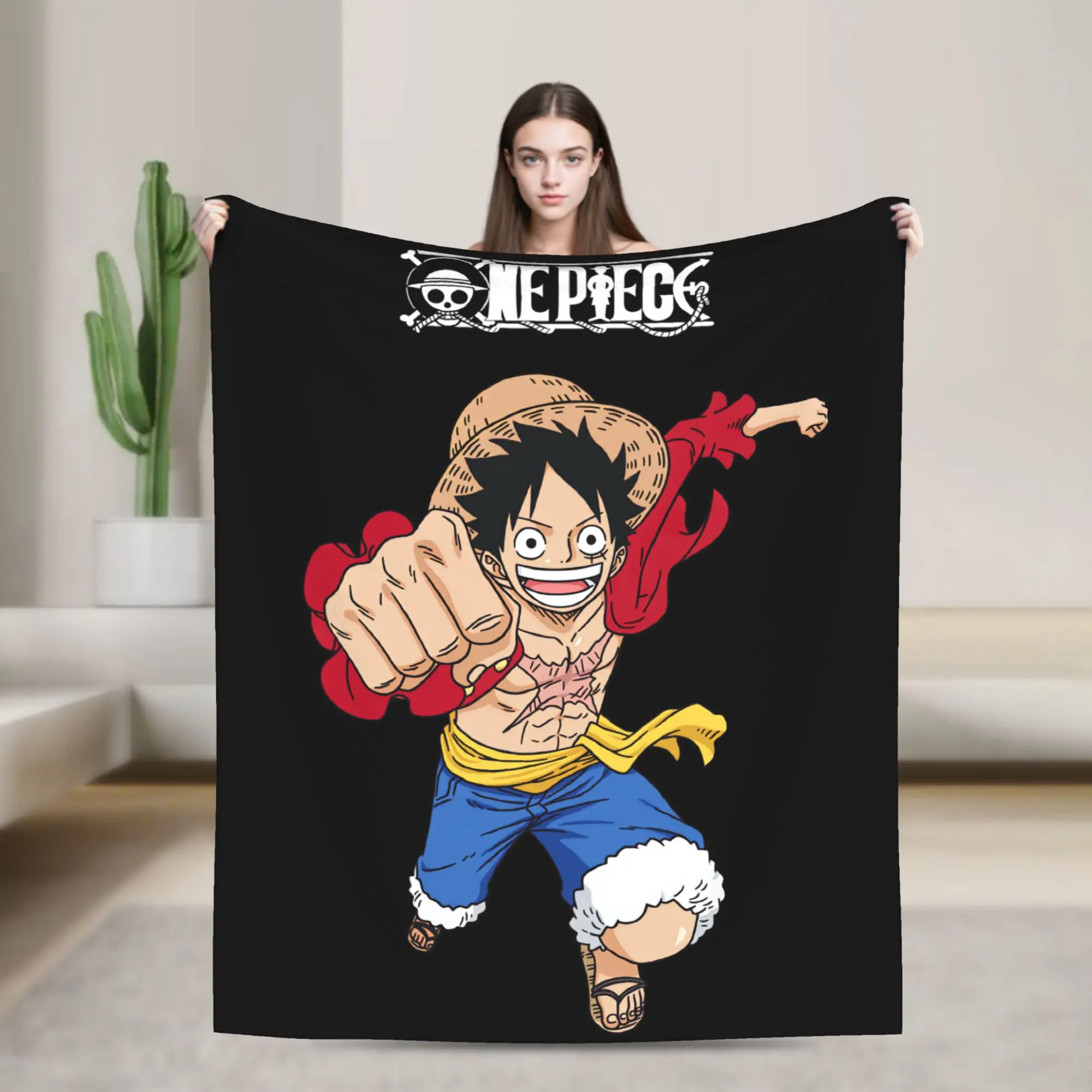 One Piece Anime Throw Blanket Soft Cozy Flannel Blanket for Bed or Couch Travel Gifts for Boys Girls Fans Manga Luffy Room Decor Bedspread Sofa Accessory