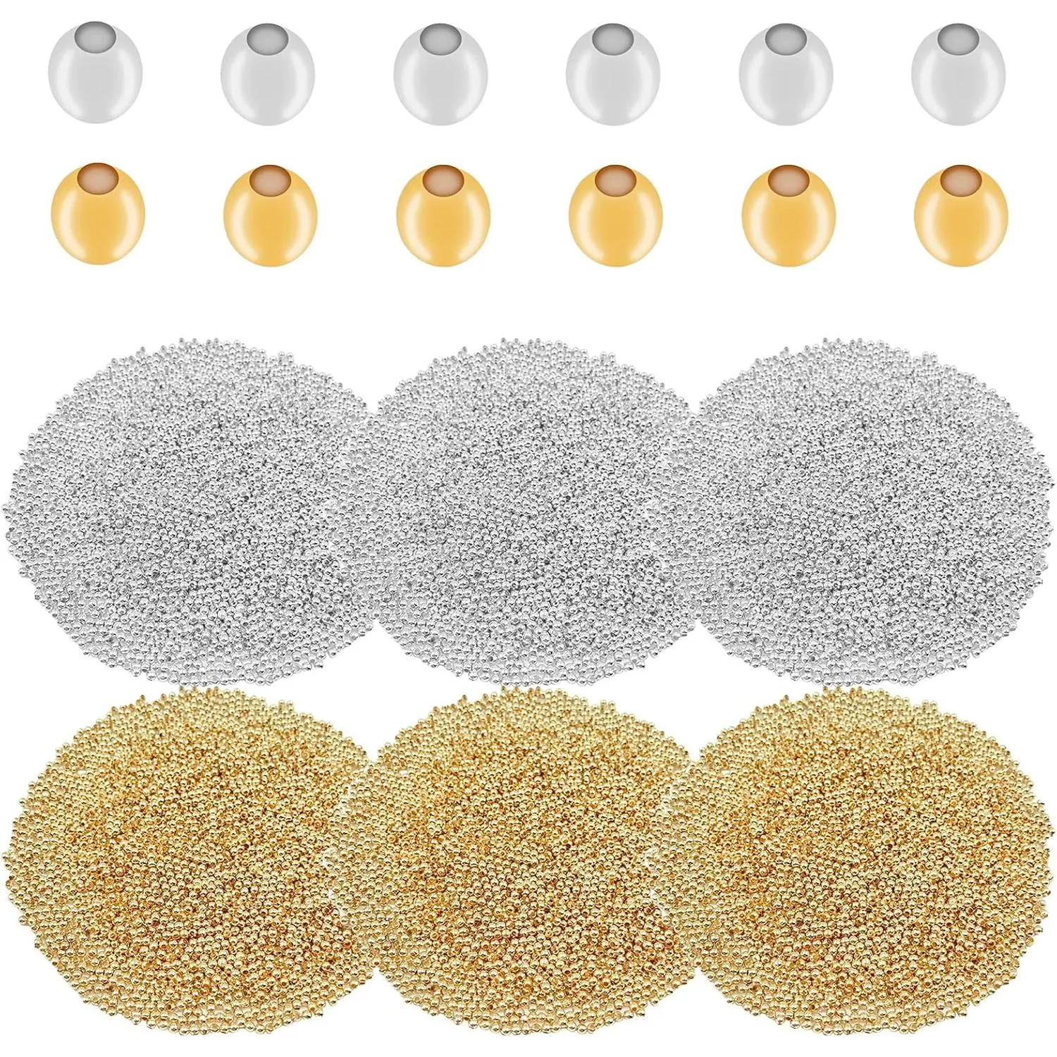 4800 count 2mm Metal Spacer Beads Metallic Plated Round Beads  Smooth Crimp Beads Metal Bead Spacers for DIY Bracelet  Making Clamp End Stopper Spacer Beads( and )