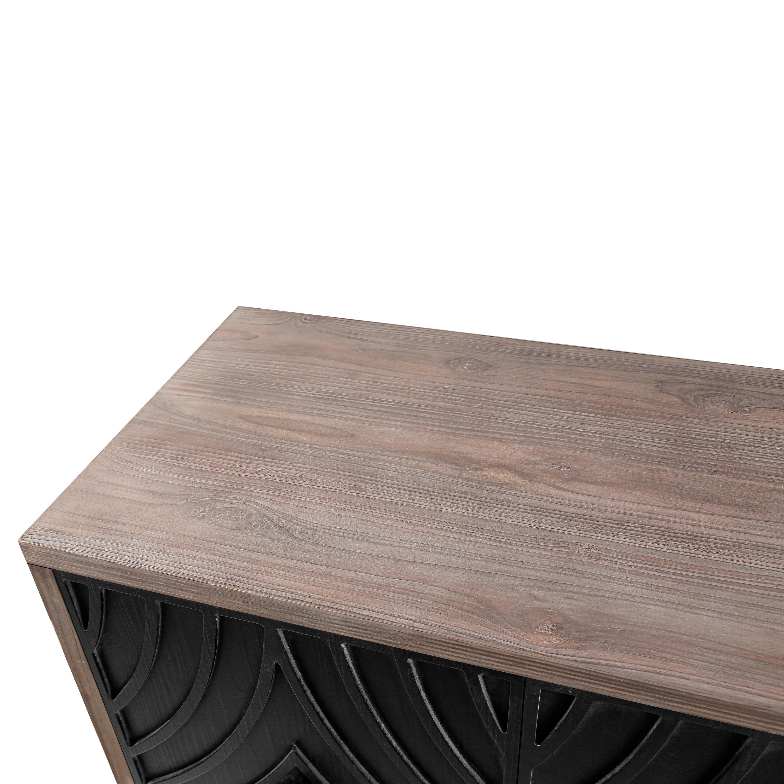 Mid Century Sideboard Buffet Cabinet with Solid Wood Legs 60" Kitchen Storage Cabinet Credenza with 4 Convex pattern diamond Doors and 2 Shelves Accent Console Table for Living Room Entrance Hall etc   WL