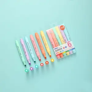 6pcs Macaron Color Fluorescent Pens, Large Capacity, DIY Handmade Stationery, Sketching Markers, Coloring Pencils, Creative Writing Tools