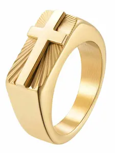 New Casting 8mm Stainless Steel Stamp Holy Cross Ring, Versatile Jewelry Accessory, Fashionable Finger Ring for Men and Women