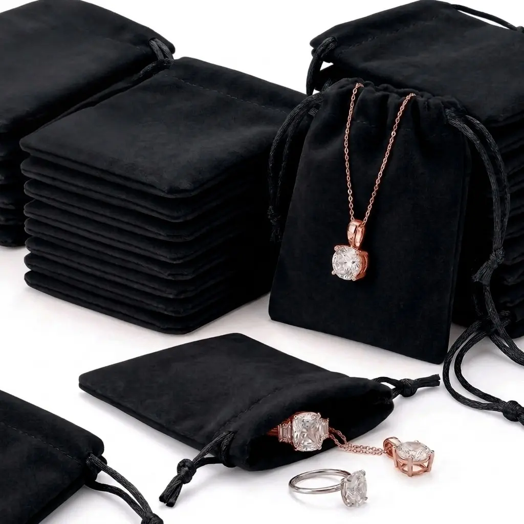 5-Pack Mini Velvet Drawstring Jewelry Bags/Gift Bags, Ring and Necklace Storage Bags, Suitable for Wedding Party Gift Packaging, Gift Wrapping