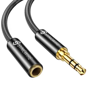 Headphone Extension Cable - 6FT [Hi-Fi Sound][Gold Plated Jack][TRS] Nylon-Braided 3.5mm Male to Female Audio Extension Cord Compatible with iPhone iPad Smartphone Tablets Media Players