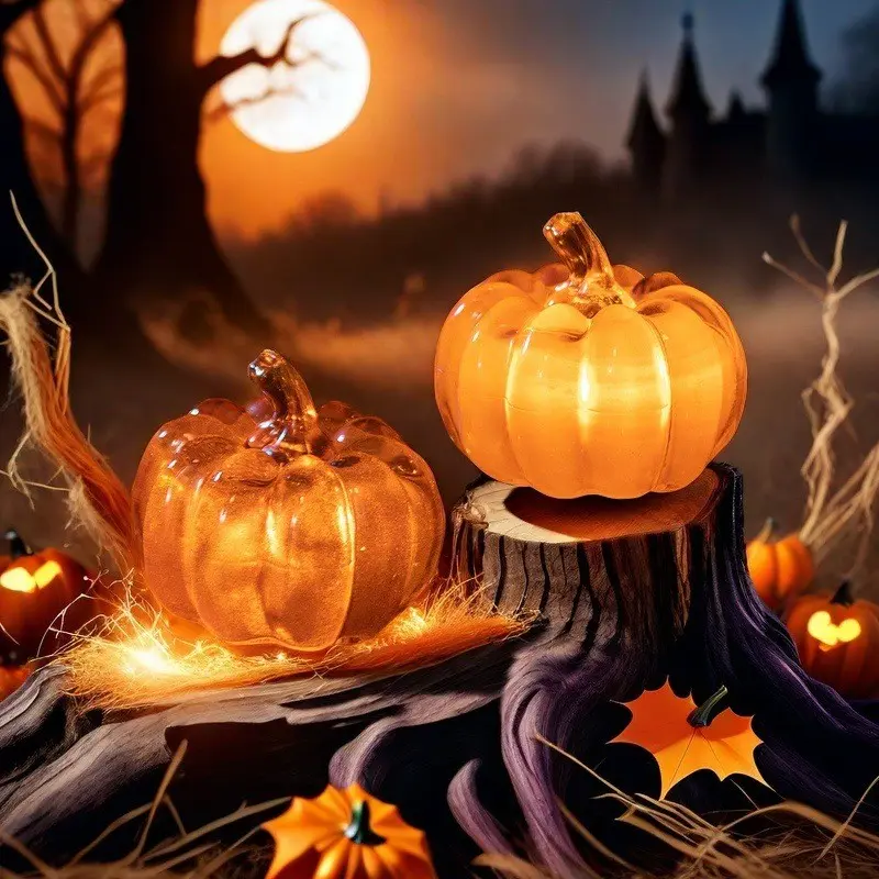 Halloween Glowing Pumpkin Lamp Ornament, LED Pumpkin Decoration for Desktop, Perfect for Party Scenes, Autumn Festival Decorations, Glowing Led Lights