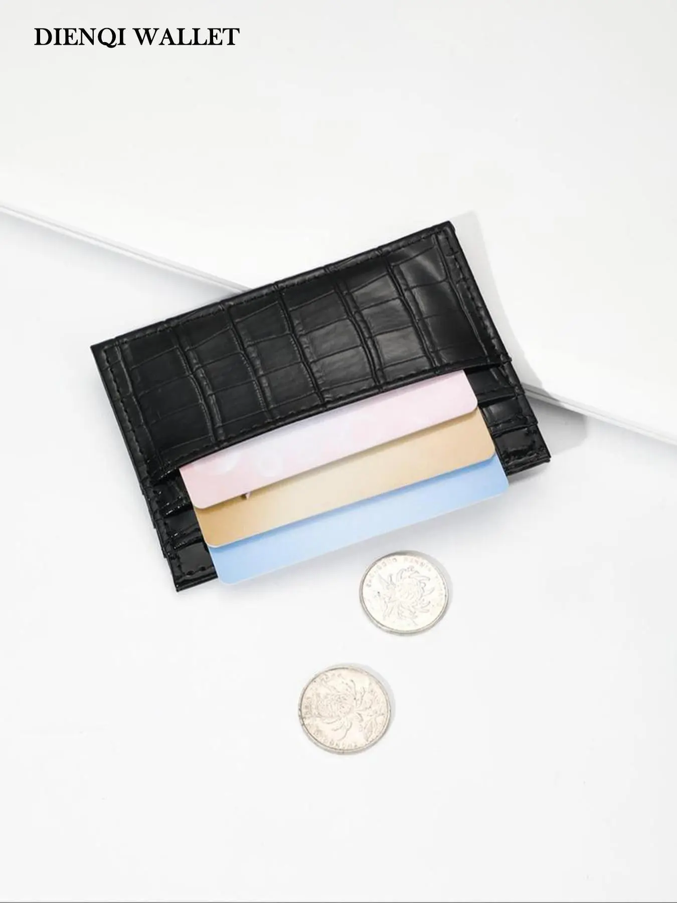 Men's Crocodile Grain Card Holder, Slim Mini Card Wallet, Multi Card Slots, Small Coin Pocket, Portable Thin Credit Card Purse, Daily Commute