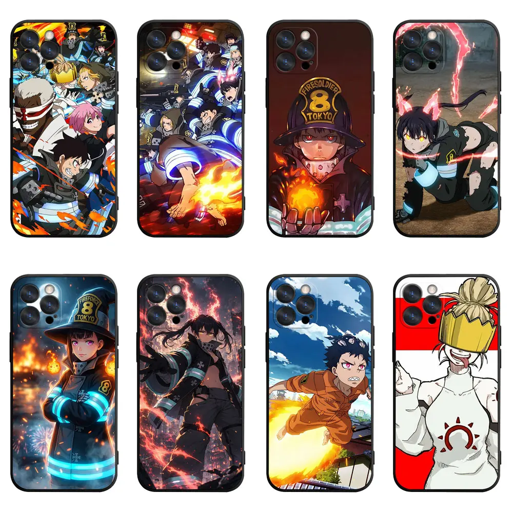 Eco-Friendly Fire Force Phone Case - 8 Styles, High Detail, Anti-Drop Slim Protective Shell, Multi-Model Fit, Featuring Shinra Kusakabe, Tamaki Kotatsu, Maki Oze, 8th Company & Iconic Flame Scenes