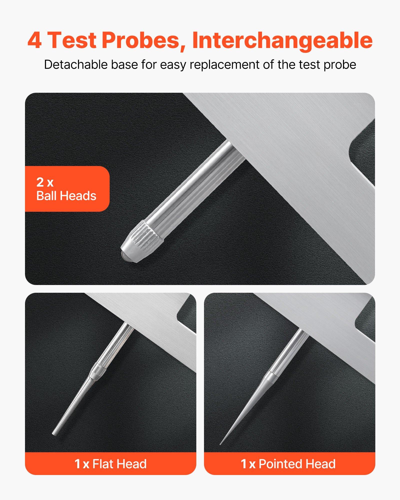 VEVOR Depth Gauge, Depth Micrometer 0-22 inch Measuring Range, 0.001" Resolution, with 4 Anvils & 6 Standard Rods, Precision Easy to Read Mechanical Tool for Measuring Groove, Step, Hole