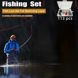 Fishing Gear Kit, 113-Piece Fishing Equipment Set, Includes Rod Case, Suitable for Freshwater and Saltwater, Ideal for Outdoor Fishing Trips