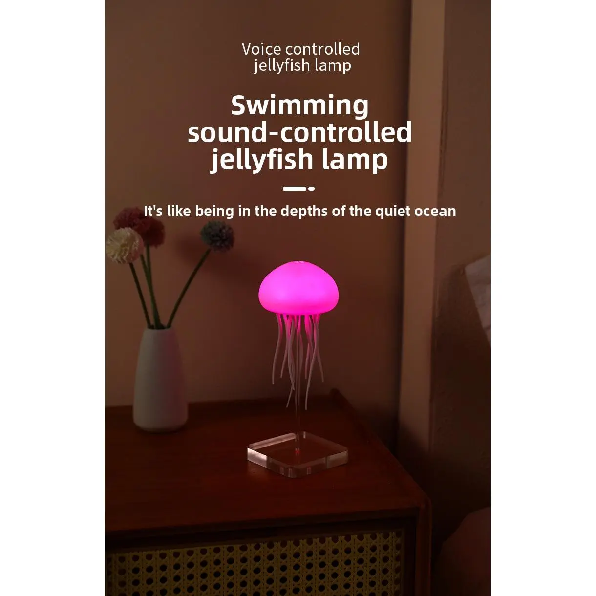 Smart Voice-Controlled Jellyfish Lamp - Home Decoration Novelty Ambient Light with Flexible Tentacles