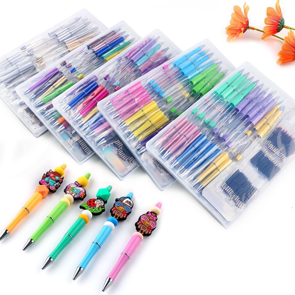 Colorful Ballpoint Pen Kit, 100pcs/set DIY Ballpoint Pen Art Craft Kit with Accessories, Cute Stationery Supplies for School & Office