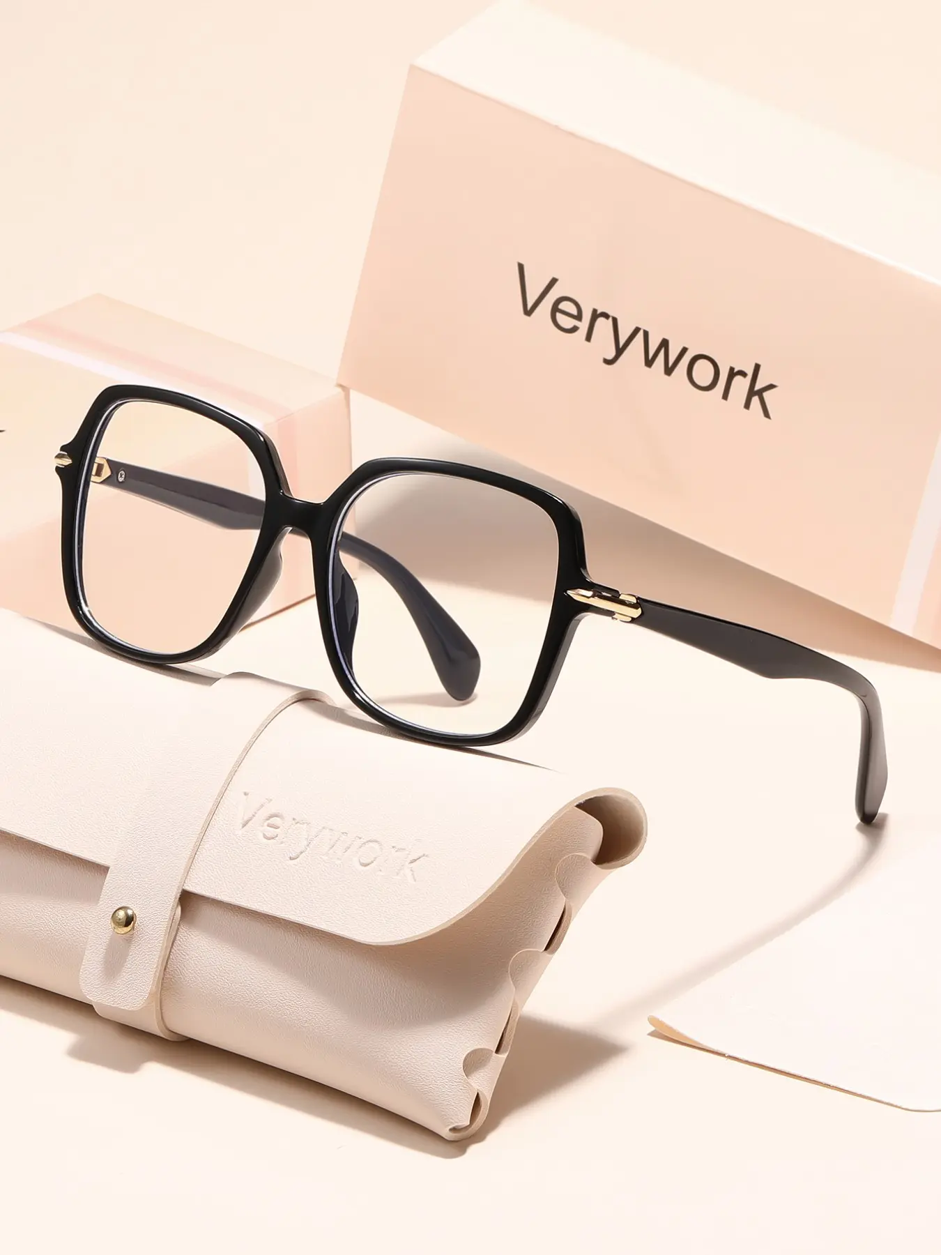 Unisex Non-Prescription Glasses, Casual Fashion Frames, Simple Design with Storage & Cleaning Cloth, Ideal for Daily Commute, Office Wear, Shopping, Travel