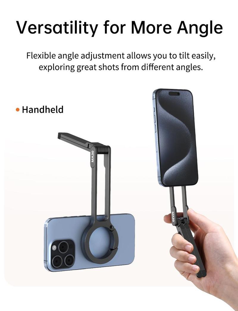 ULANZI Magnetic Phone Stand for iPhone MA30 - Aluminium Smartphone Mini Tripod Foldable Pocket Cell Phone Stand Dual-Sided Magnet Quick Mount Compatible with iPhone 16 15 14 13 12 Magsafe