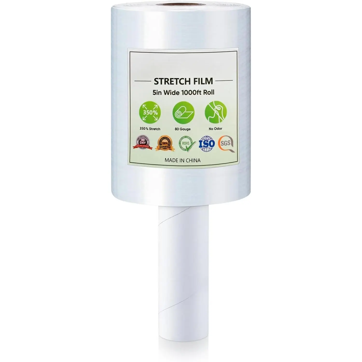 Stretch Wrap Stretch Film Roll, 1000ft Industrial Strength 5 inch Wide Clear Plastic Wrap with Handles for Pallet Wrapping Shipping Moving