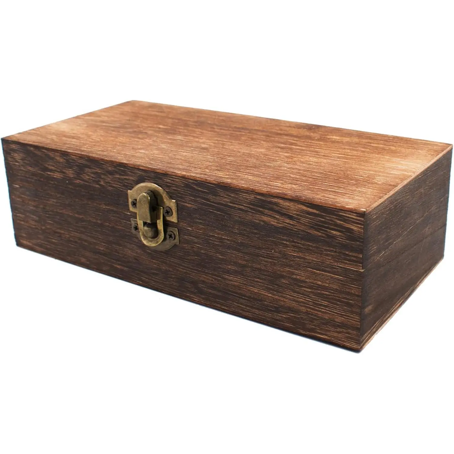 Storage Box with Lid Solid  Container Box Decorative Table Large Rectangular Smooth Rustic Style Store Space to Organize Toys   Color 7.87 * 3.93 * 2.36inch, Brown