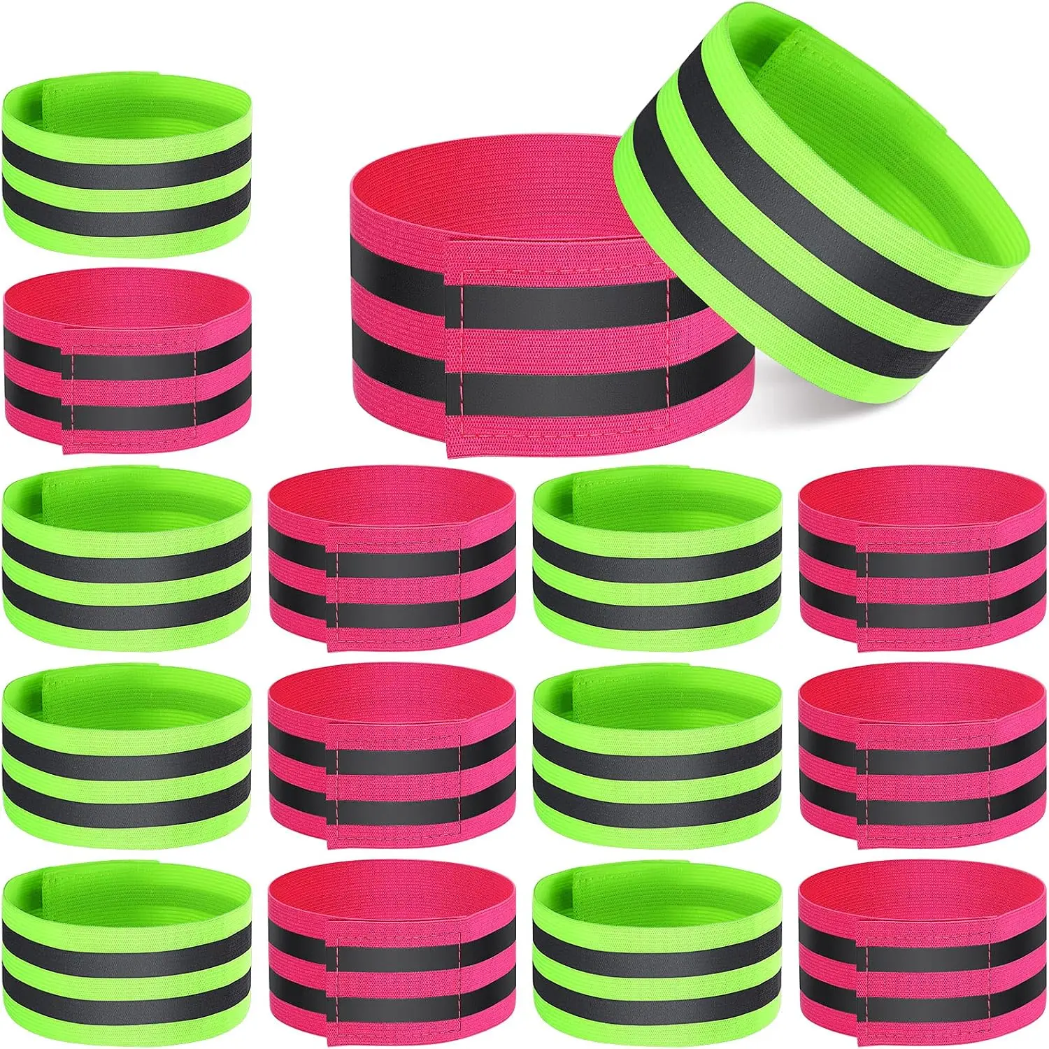 16 count Reflective Bands Reflector Bands for Wrist, Arm, Ankle, , High Visibility Reflective Gear Safety Reflector Tape Straps for Night Walking, Cycling and Running