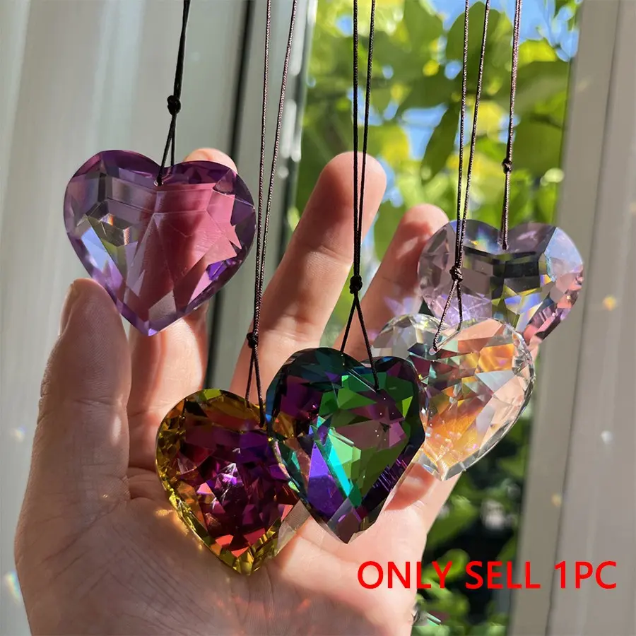 1piece Heart Crystal Sun Catchers with Glass Prism, Hanging Rainbow Maker for Windows & Garden Decor, Perfect Mother's Day Gift