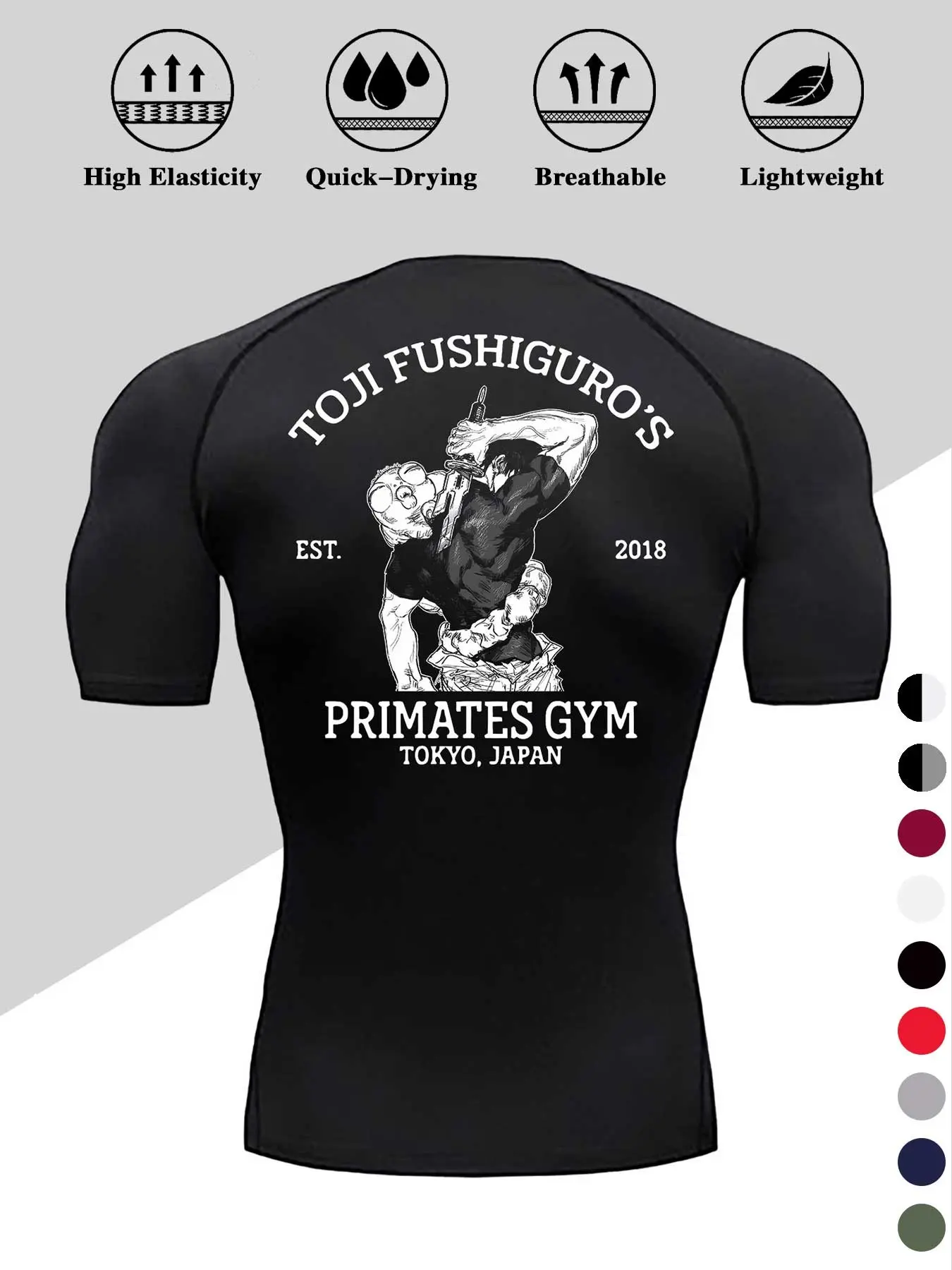 Men's Dragon Print Compression T-Shirt, Gym Tees, compression sports tee, Gym T Shirts, Quick-Dry Breathable Stretch Fabric, Tight-Fitting Short Sleeve Top for Fitness and Outdoor Activities